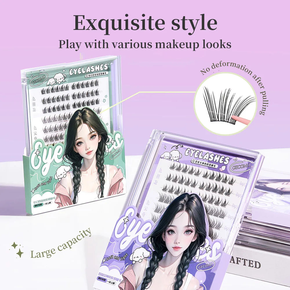 GECOMO Segmented C-Curl False Eyelashes – Four Types in One Box