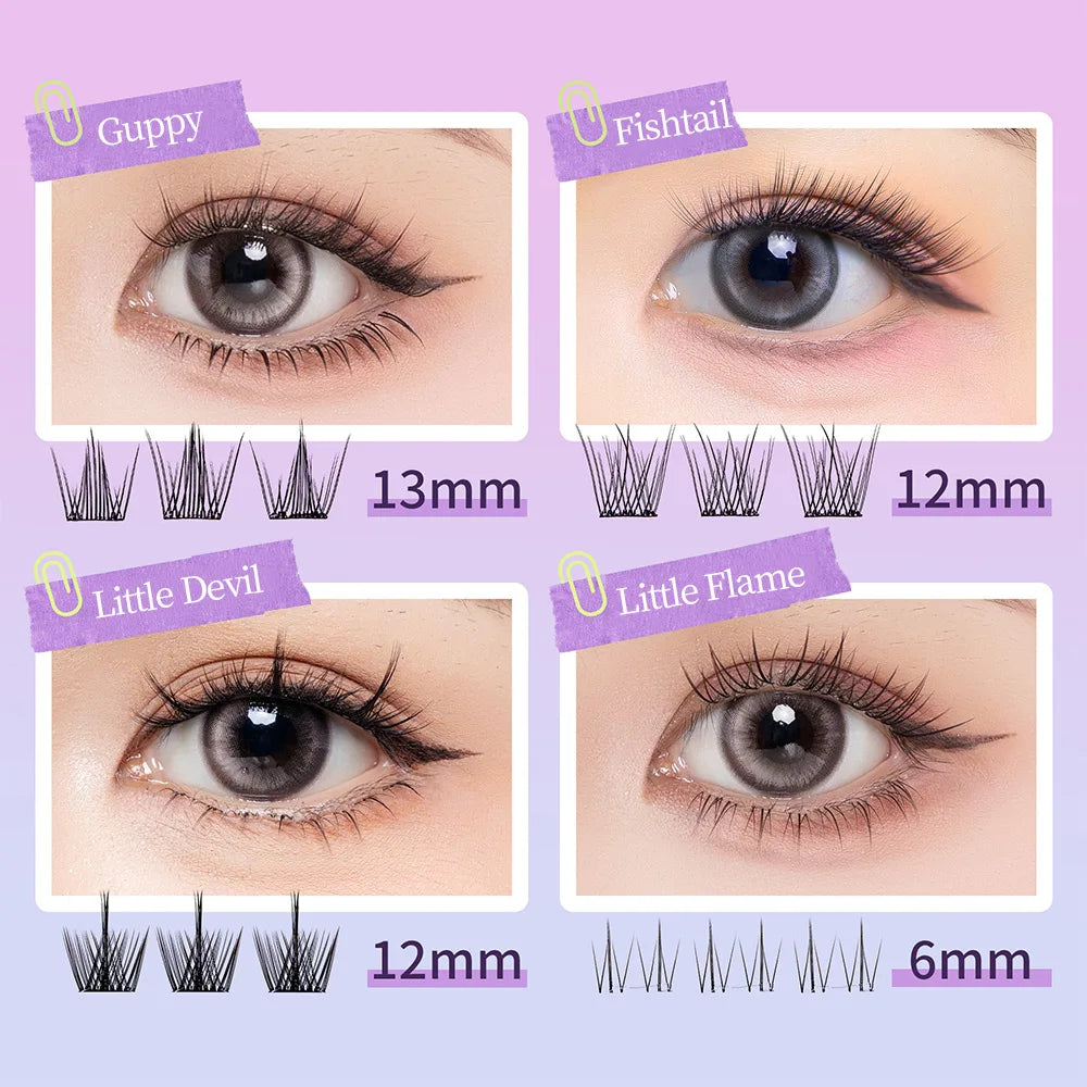 GECOMO Segmented C-Curl False Eyelashes – Four Types in One Box